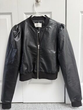 Six Fifty Black Faux Leather Bomber Jacket - Women